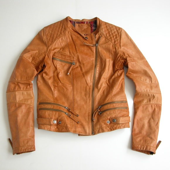 System Action Quilted Lambskin Leather Moto Jacket Wms - Picture 1 of 11